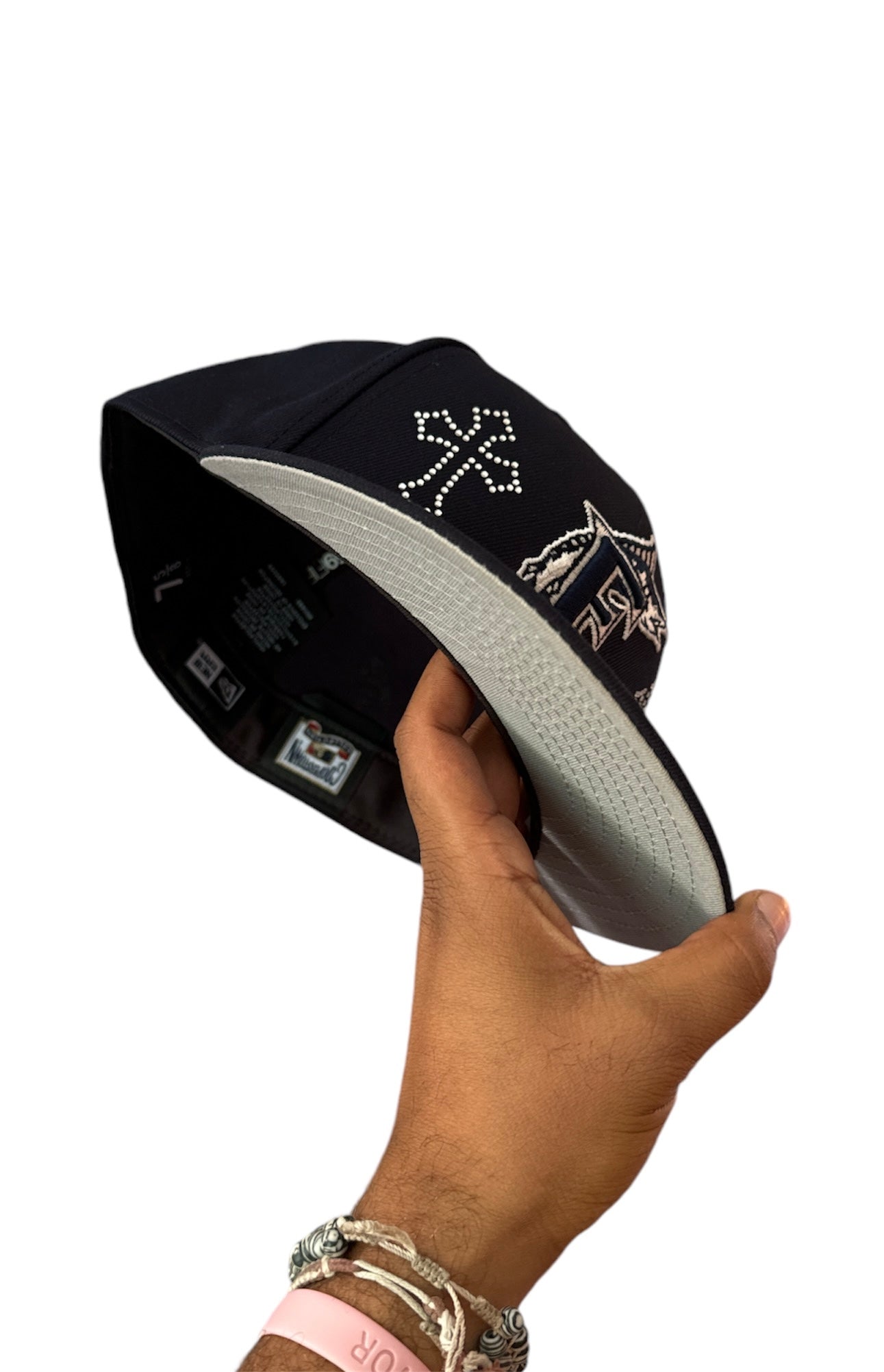 Size 7 5/8 Navy Cross Marlins Fitted