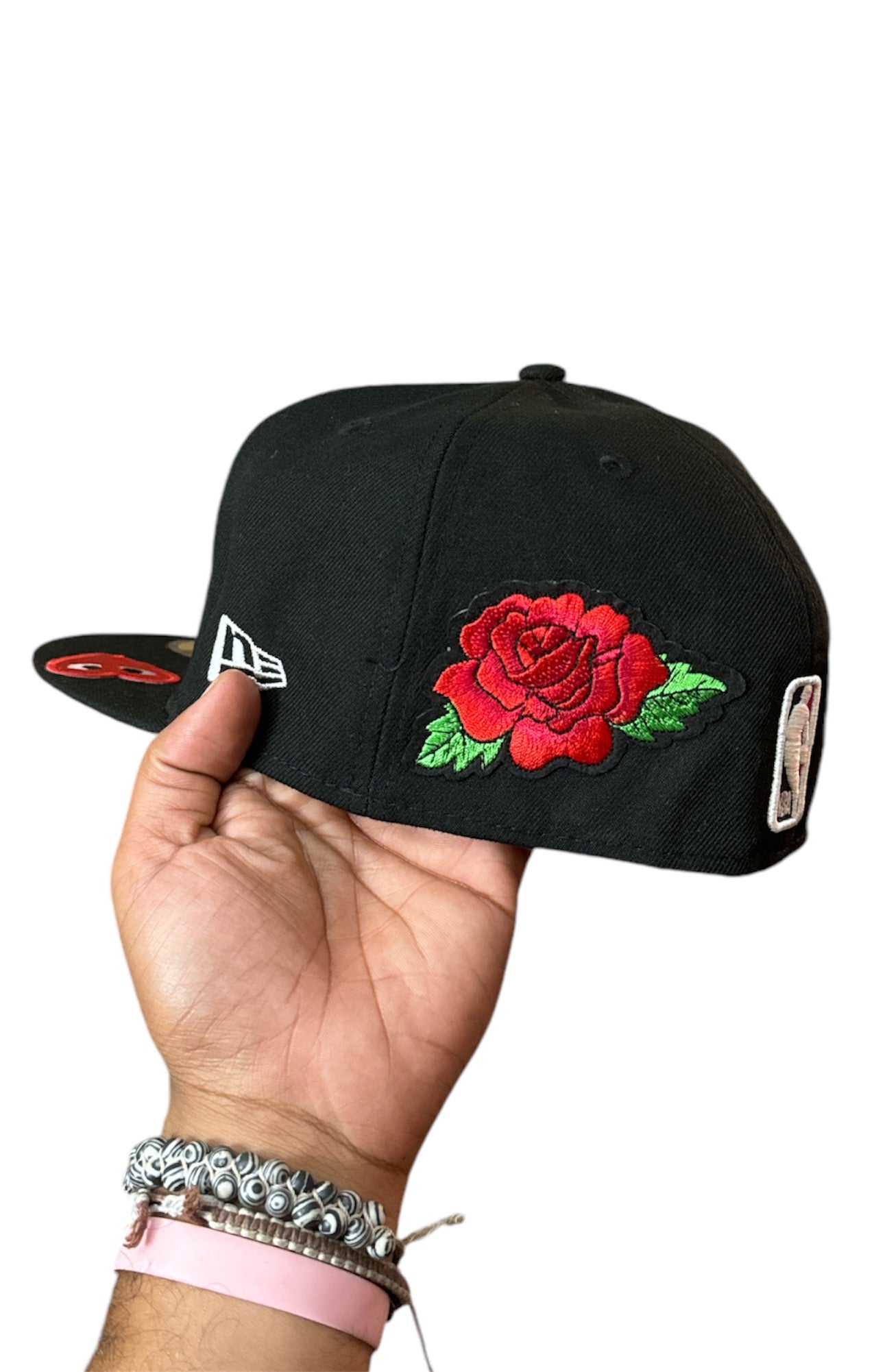 Size 7 3/8 BK BLK/RED Fitted