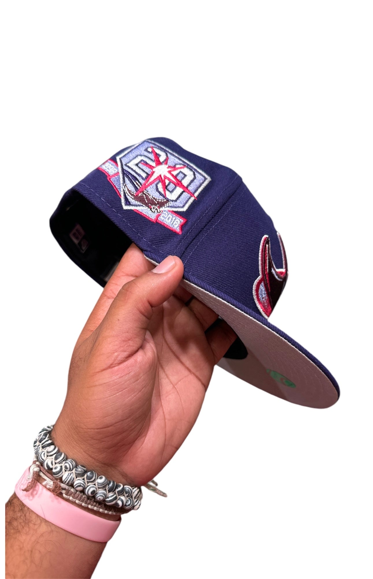 Size 7 Devil Rays Navy/Pink Fitted