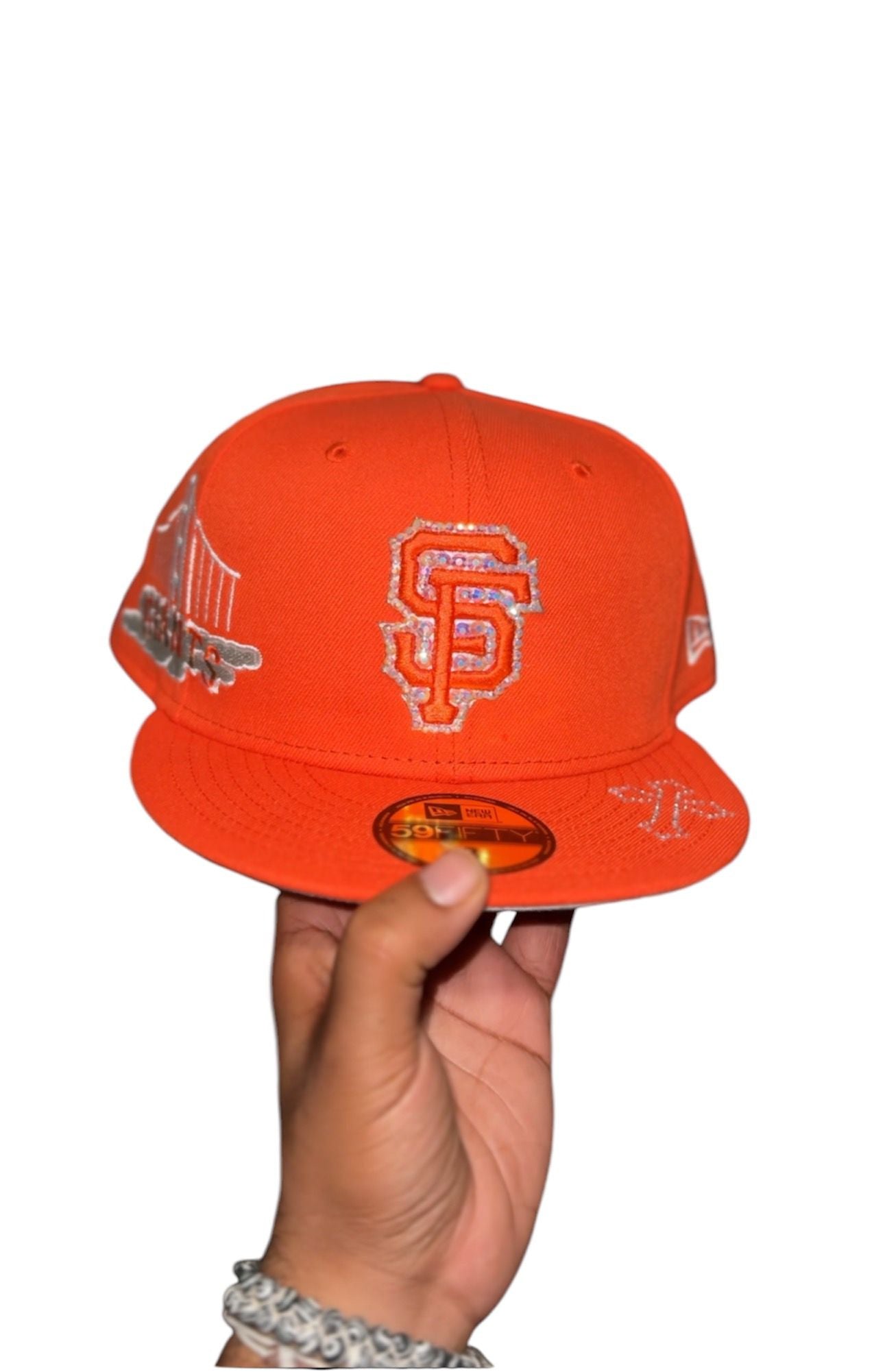 Orange Iced-out Giants Fitted