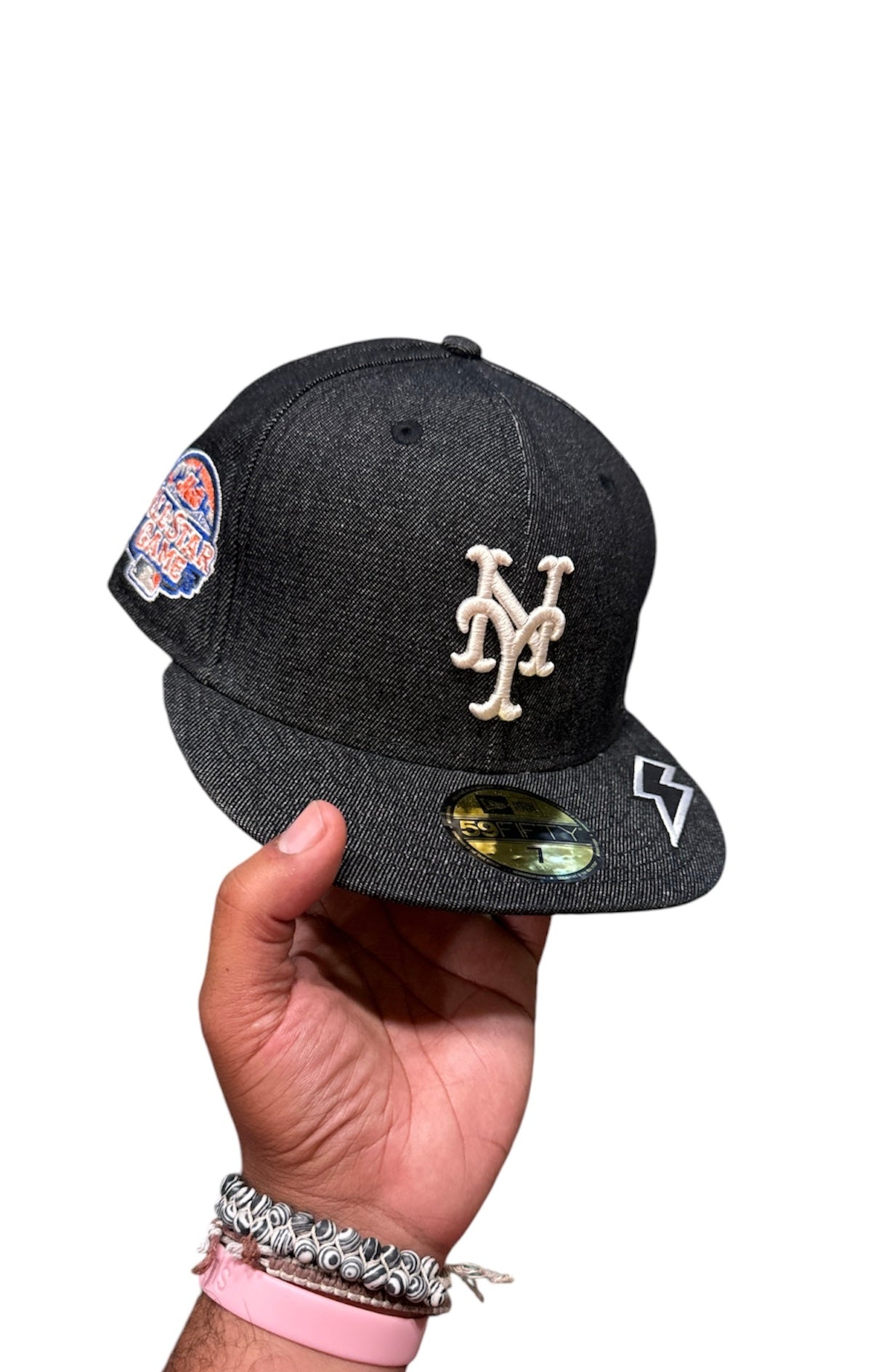 Size 7 Mets Black Denim Fitted