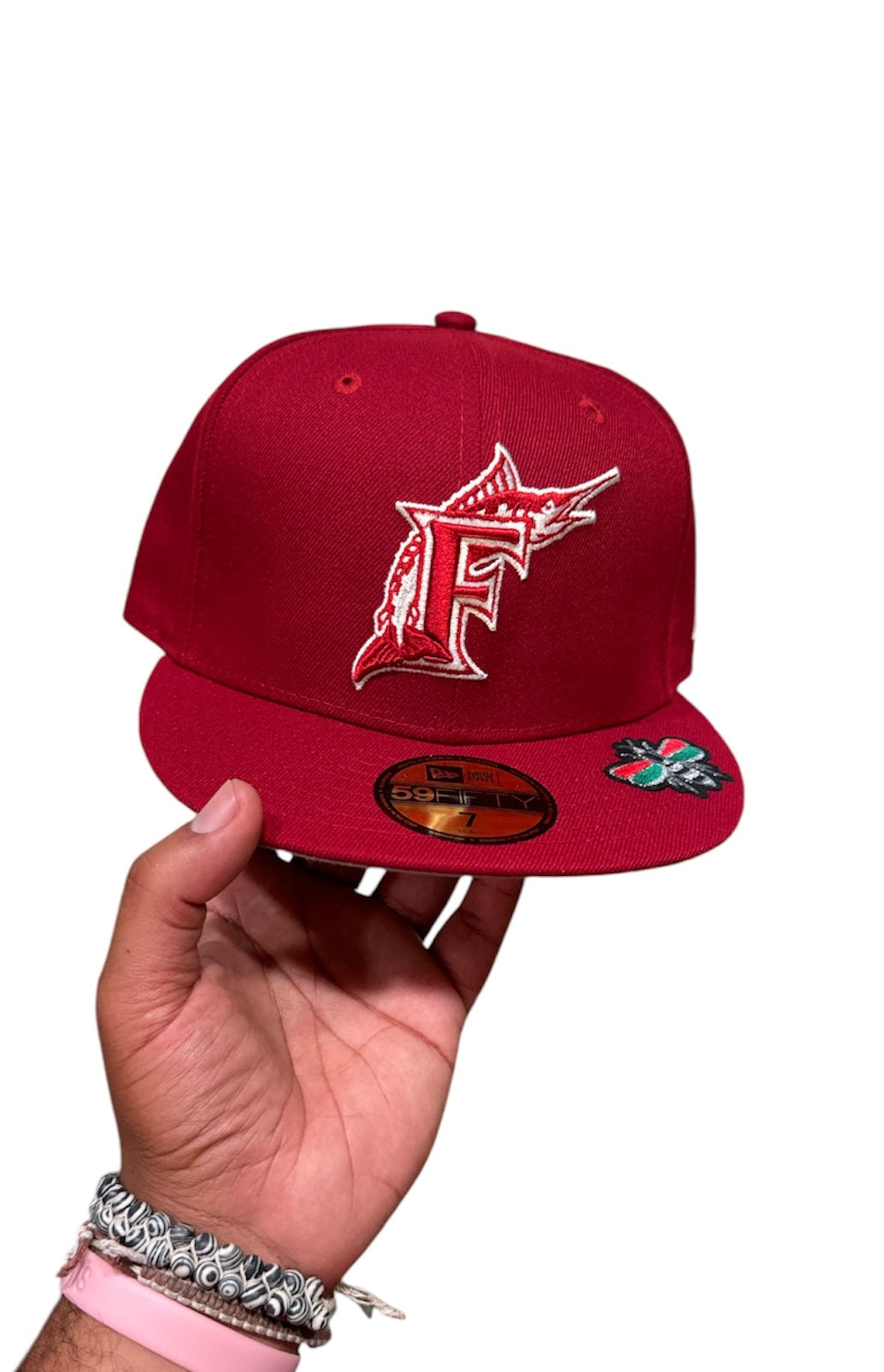 Size 7 Burgundy Marlins Fitted