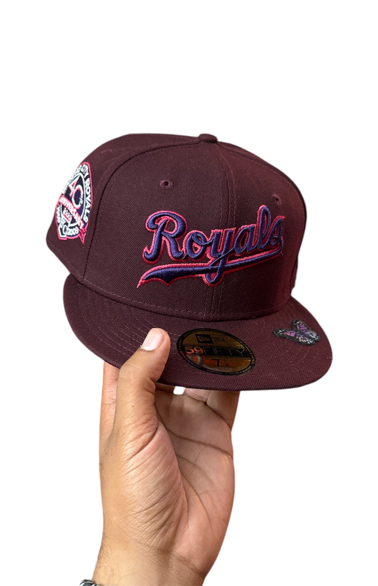 Size 7 1/4 Burgundy Royals Fitted