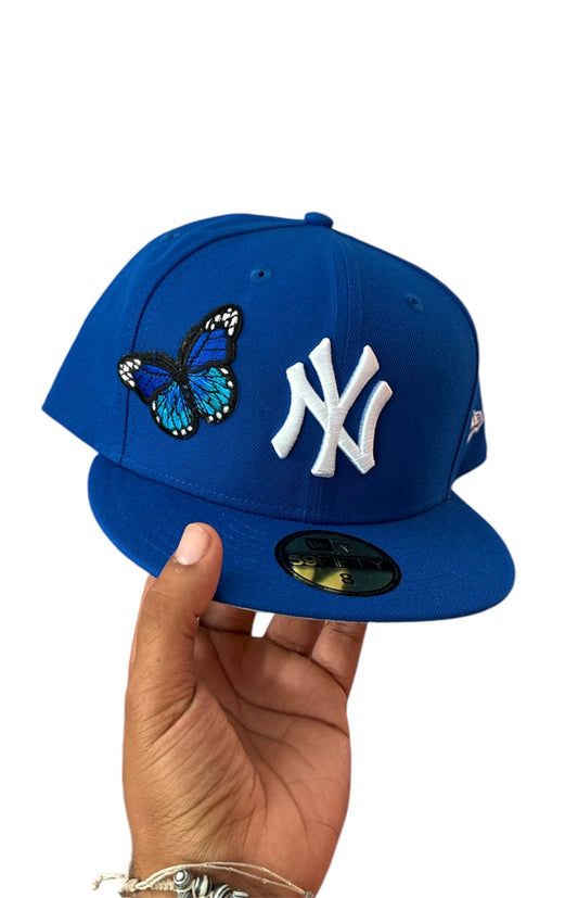 Size 8 Royal Butterfly Yankees Fitted