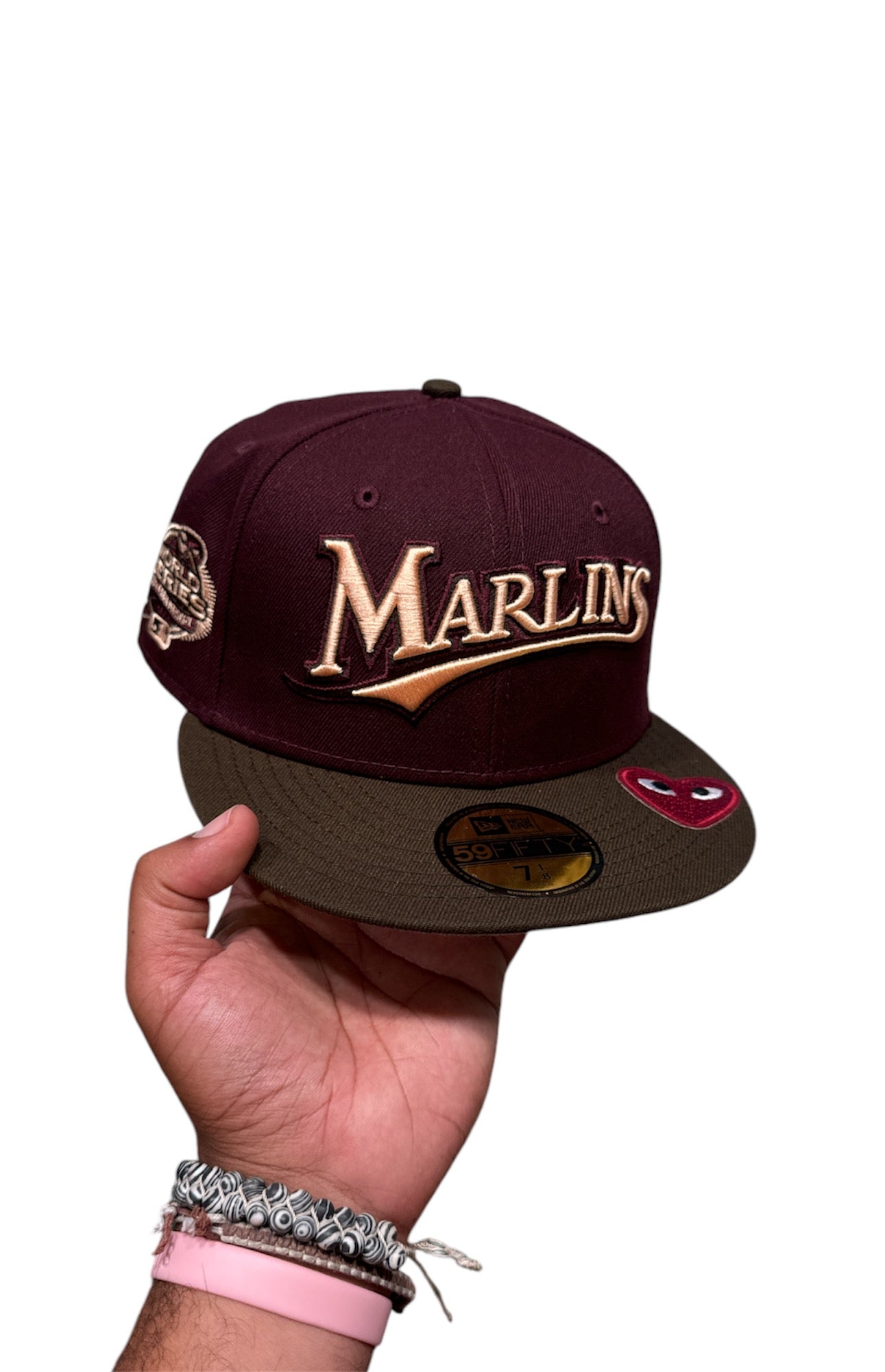 Size 7 1/8 Wine Marlins Fitted