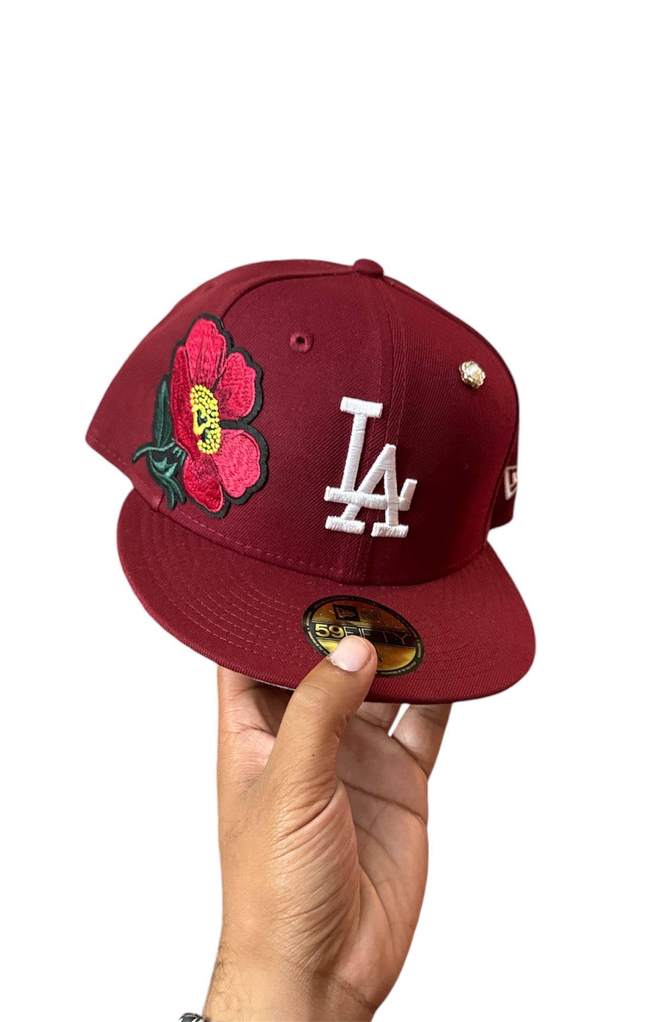 Size 7 1/4 LA Floral Burgundy Fitted