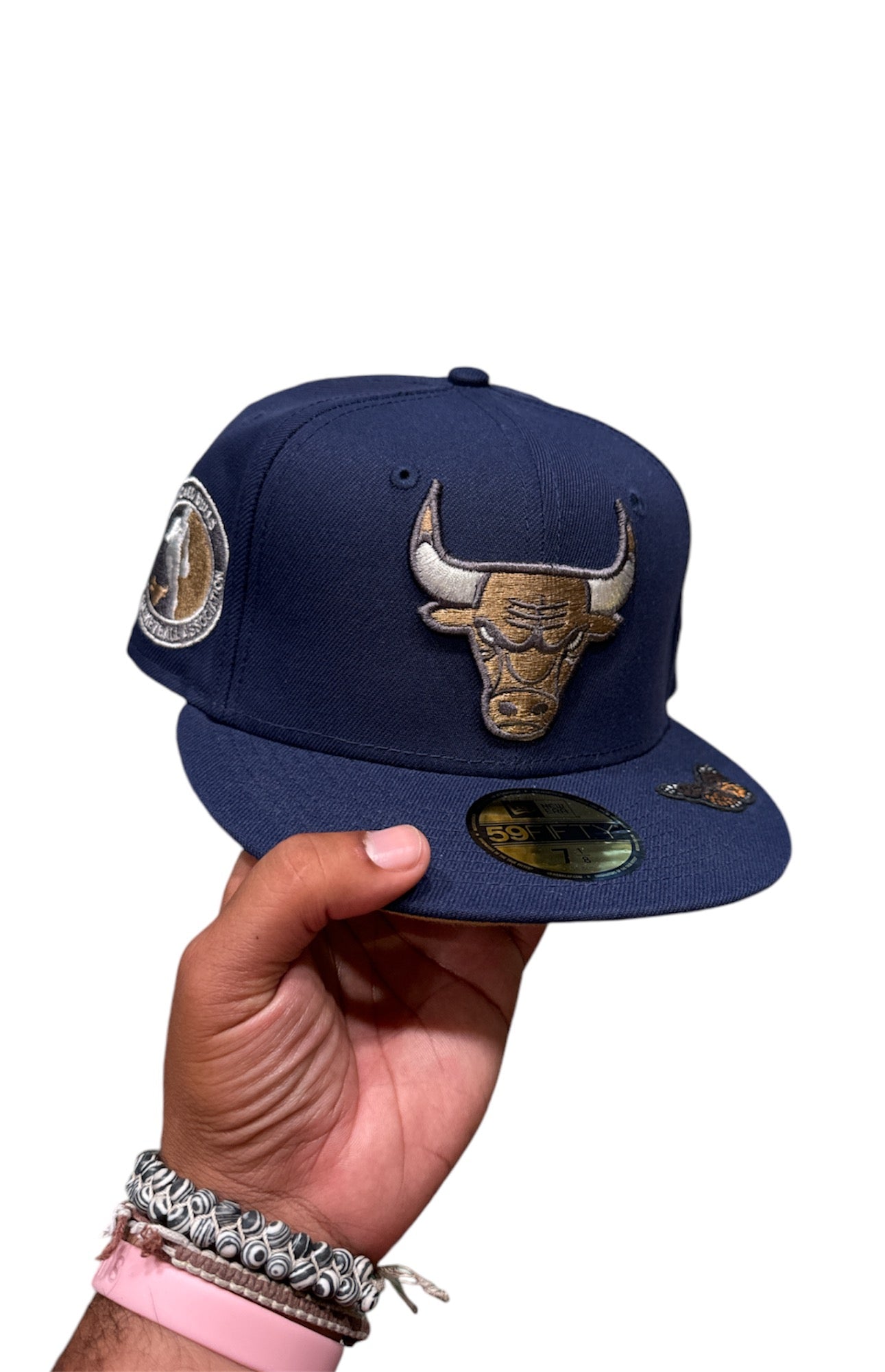 Size 7 1/8 Navy Bulls Fitted