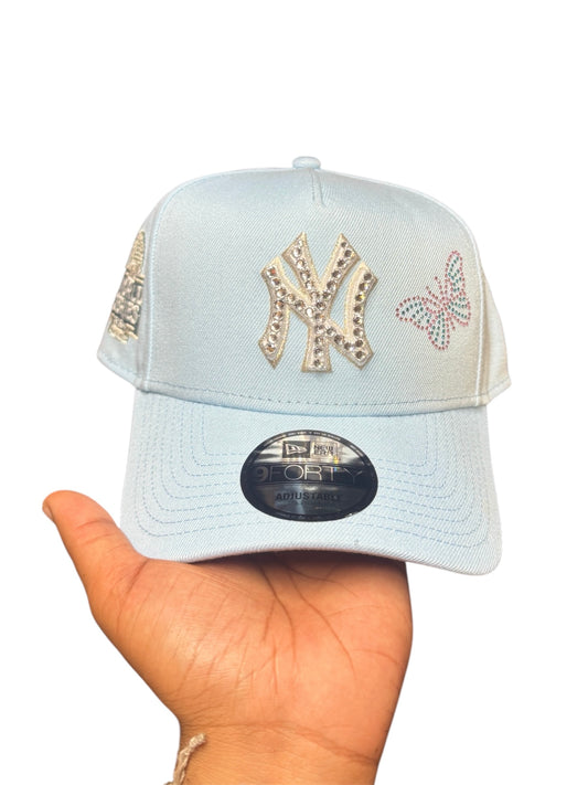 POLANCAPS NY POWDER BLUE BUTTERFLY SNAPBACK